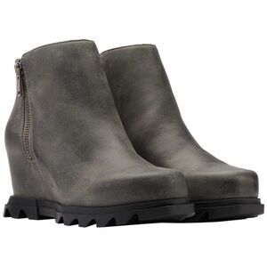 EUC Sorel Joan of Arctic III Wedge Zip Gray Leather Booties